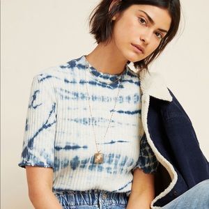 Anthropologie Mock Neck tie dye blouse